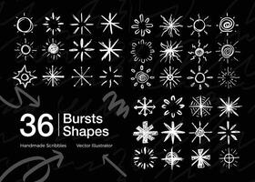 collection of burst scribble shapes vector