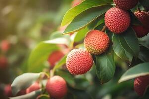AI generated Lychee trees farming in Thailand. Generate ai photo