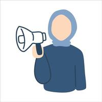 Cute hijab girl holding megaphone vector