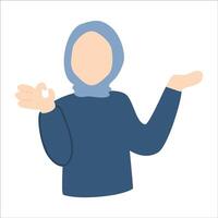 Hijab woman gesturing okay illustration vector