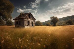 AI generated Abandoned house field. Generate AI photo