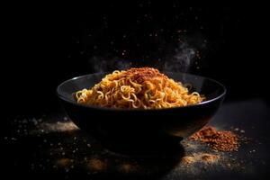 AI generated Instant noodles sparkles food hot cuisine. Generate Ai photo