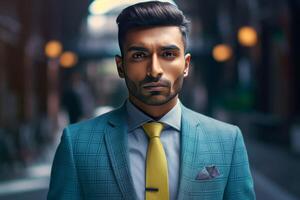 AI generated Handsome Indian man in suit. Generate ai photo