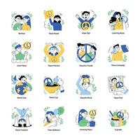 Bundle of Peace Supporters Doodle Mini Illustrations vector