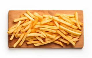 AI generated French fries crispy Isolated on white background photo