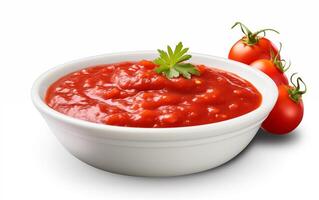 ai generado salsa ideal con vegetal tomate aislado en blanco antecedentes foto