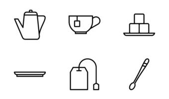 la hora del té icono símbolo vector modelo colección