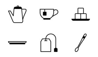 la hora del té icono símbolo vector modelo colección