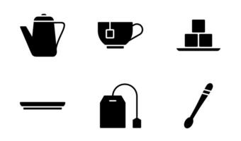 la hora del té icono símbolo vector modelo colección