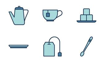 la hora del té icono símbolo vector modelo colección