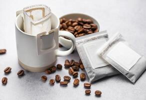 A  cup of freshly brewed drip coffee photo