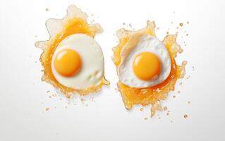 AI generated Breakfast fried eggs Isolated on white background photo