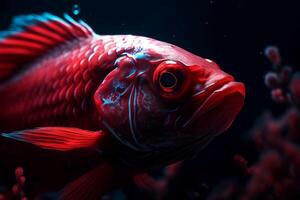 ai generado rojo pescado fondo de pantalla con oscuro antecedentes. generar ai foto