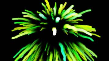 Realistic fiery explosion busting over a black background. Explosion of colored and yellow on black background video