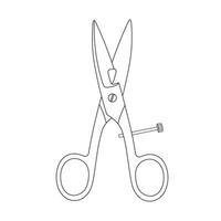 Hand drawn Kids drawing Cartoon Vector illustration button hole scissors Isolated in doodle style