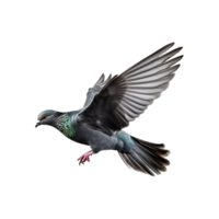 ai généré en volant Pigeon isolé sur transparent Contexte png