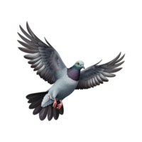 ai généré en volant Pigeon isolé sur transparent Contexte png