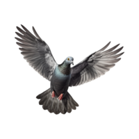 ai généré en volant Pigeon isolé sur transparent Contexte png