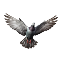 ai généré en volant Pigeon isolé sur transparent Contexte png