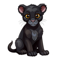 AI generated Cartoon Black Panther isolated on transparent background png