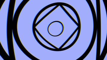 hypnotisch Video Muster. retro psychedelisch Animation mit geometrisch Formen, Blau Hintergrund. geometrisch Schleife Hintergrund. hypnotisch rhythmisch Bewegung. gestreift retro Formen