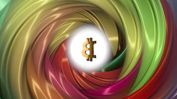 abstract animatie van bitcoin valuta teken in abstract gekleurde Thora video