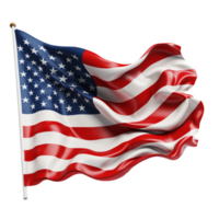 AI generated Waving American flag. US flag cut out. American flag on transparent background png