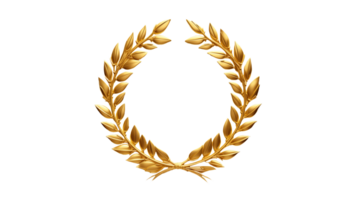 AI generated Golden laurel wreath. Winner wreath cut out. Golden laurel award on transparent background png