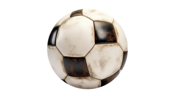 AI generated Football ball cut out. Dirty ball on transparent background. Classic ball cut out png