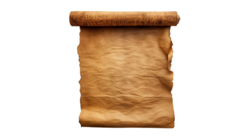 AI generated Old fashioned parchment with rolled edges cut out. Parchment roller on transparent background png