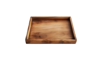 AI generated Wooden tray cutout. Square wooden tray on transparent background png