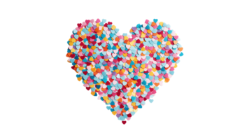 AI generated Heart shape in confetti cutout. Confetti heart on transparent background png