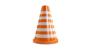 AI generated Orange traffic cone with white lines cut out. Traffic cone on transparent background png