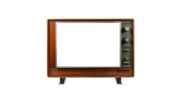 AI generated Retro tv with cut out screen. TV with blank display. Cut out tv png