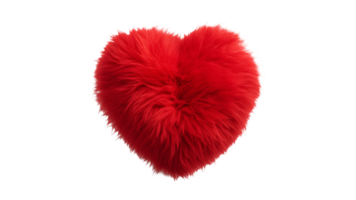 AI generated Fluffy heart cutout. Red fluffy heart on transparent background png