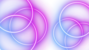 Abstract background of glowing neon lights of white pink colors on circle shaped lines on shiny reflecting stage png