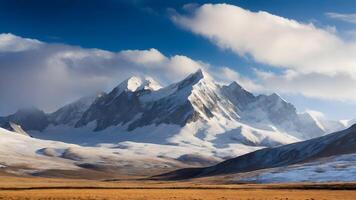 ai generado nevadas picos de un remoto desierto foto