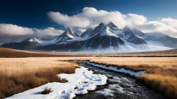 AI generated Snow-Capped Peaks of a Remote Wilderness photo