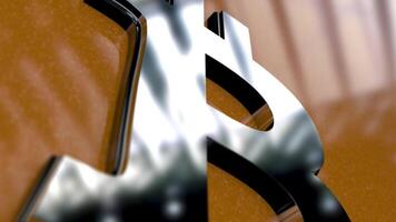 digital kryptovaluta bitcoin tecken som virtuell pengar. animering bitcoin. kompass hårkors. BTC virtuell valuta. kryptovaluta symbol bitcoin. bakgrund för visuella eller rörelse. loopbar. bitcoin video