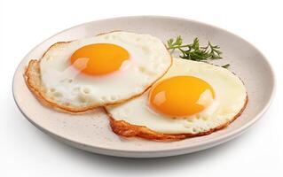 AI generated Breakfast fried eggs Isolated on white background photo