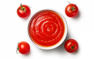 AI generated Sauce ideal with vegetable tomato Isolated on white background photo