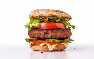 AI generated Appetizing burger on a white isolated background photo