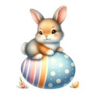 AI generated easter bunny with flowers and eggs png