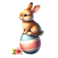 ai generiert süß Hase Sitzung auf Ostern Eier png