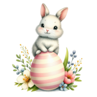 AI generated Cute rabbit sitting on Easter eggs png