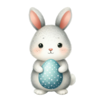 AI generated Cute rabbit holding Easter eggs png