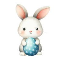 AI generated Cute rabbit holding Easter eggs png