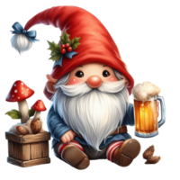 ai généré gnome en portant une Bière png