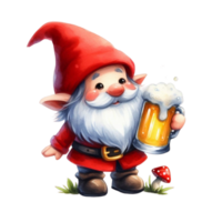 ai généré gnome en portant une Bière png