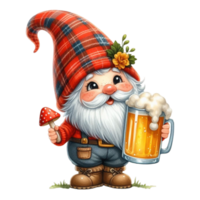 ai généré gnome en portant une Bière png